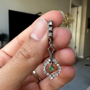 Vintage Silver and Green Gemstone Earrings